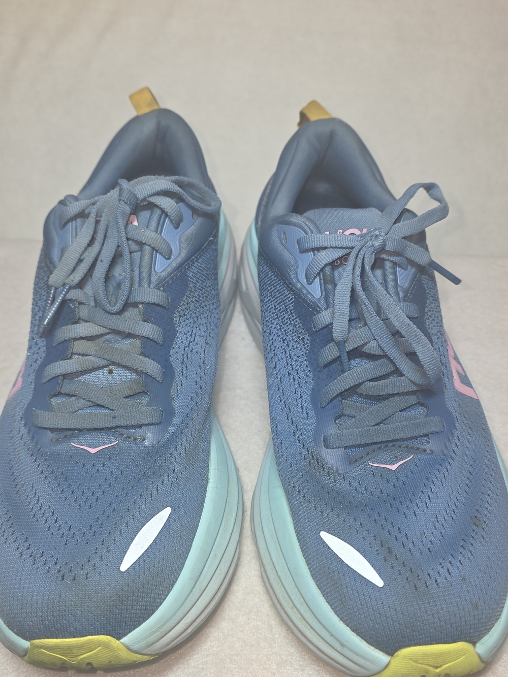 Hoka Bondi 8 Women's Blue with Pink Logo Athletic Running Shoes #0038 - Picture 2 of 5